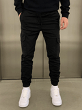 Men's Tie Waist Cargo Pants with Side Pockets