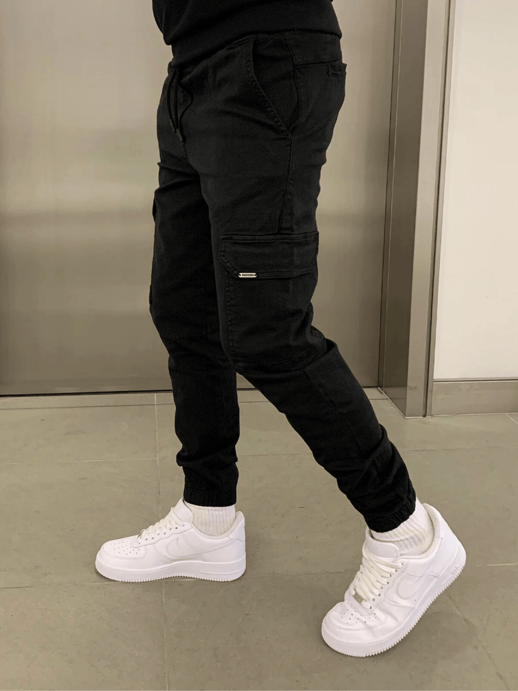 Men's Tie Waist Cargo Pants with Side Pockets