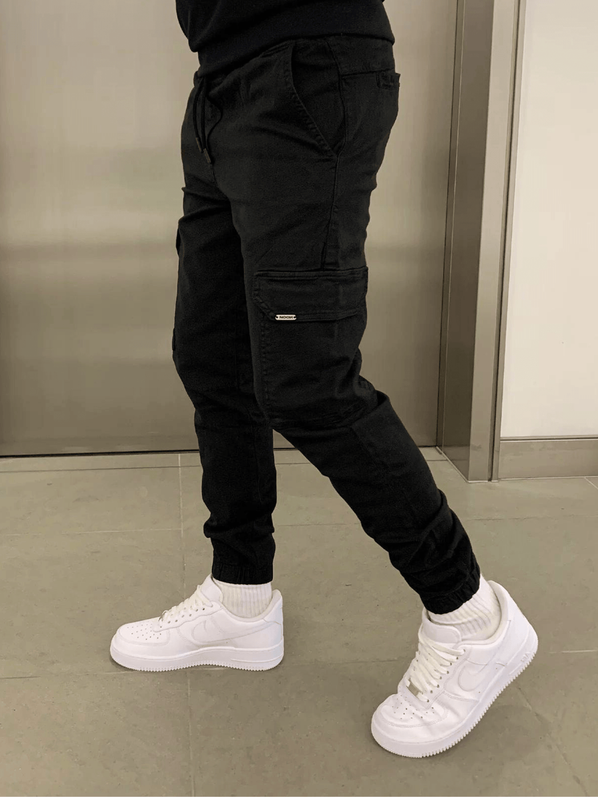 Men's Tie Waist Cargo Pants with Side Pockets