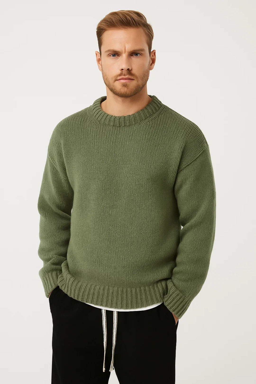 Men's Oversized Chunky Knit Crew Neck Sweater