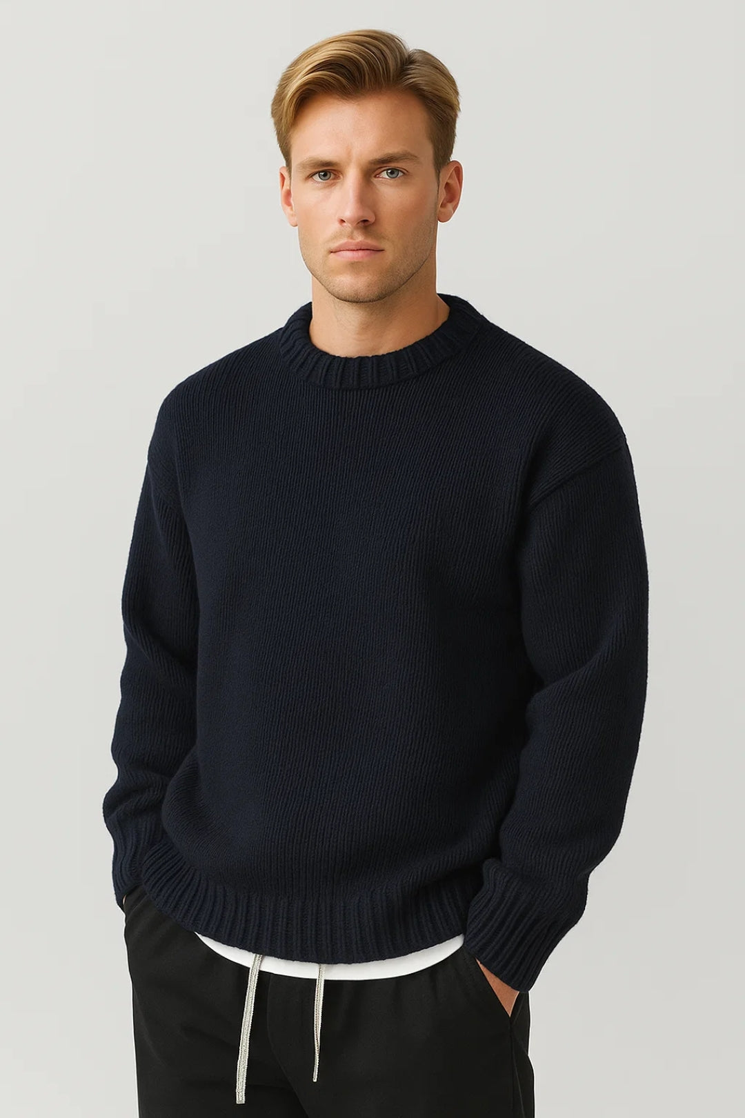 Men's Oversized Chunky Knit Crew Neck Sweater