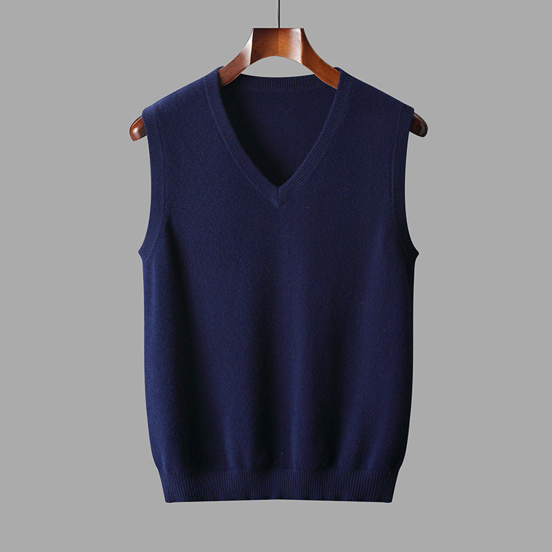 Men's Wool V-Neck Sweater Vest - Navy