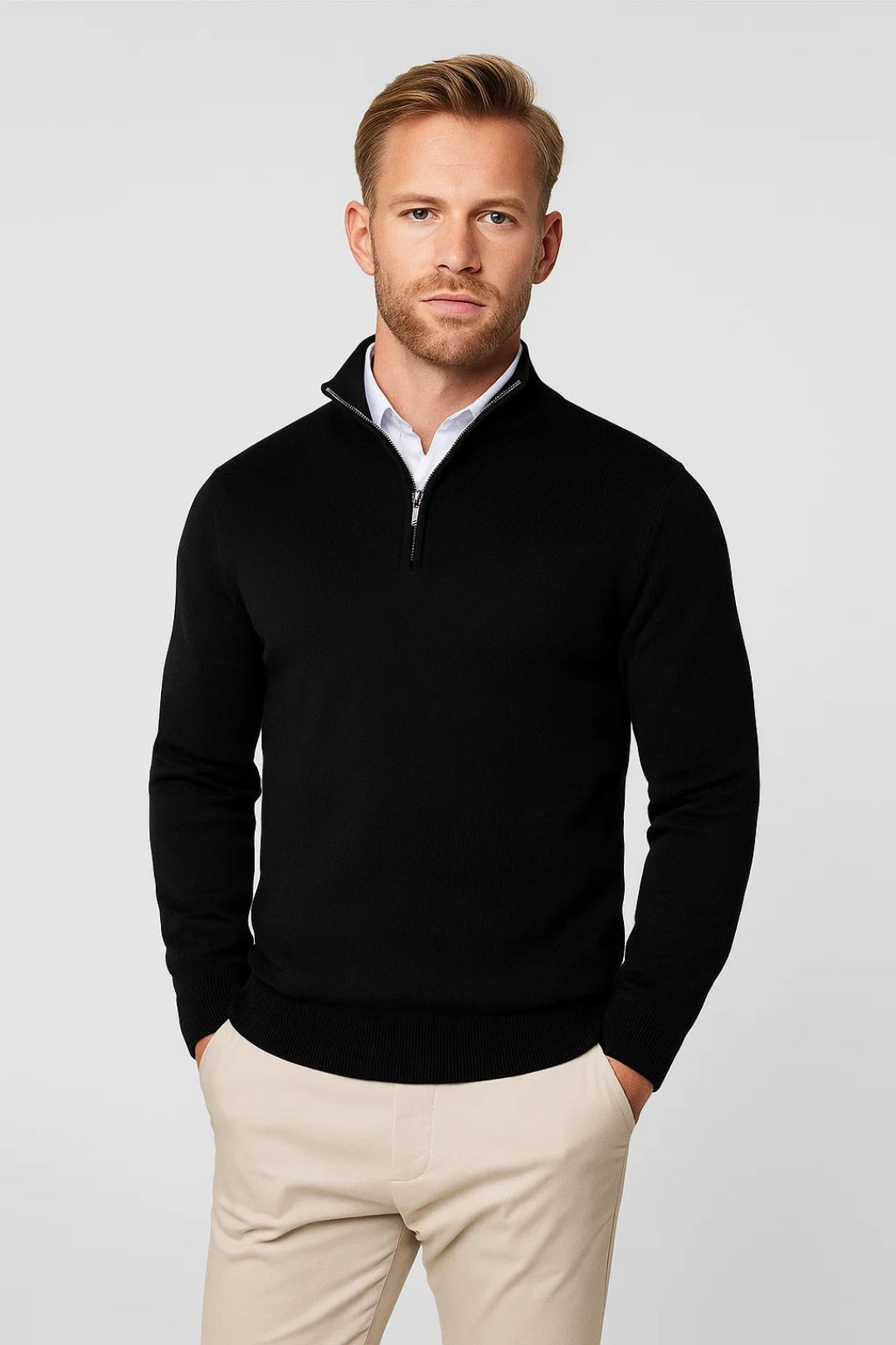 Men's Half-Zip Stand Collar Knit Pullover