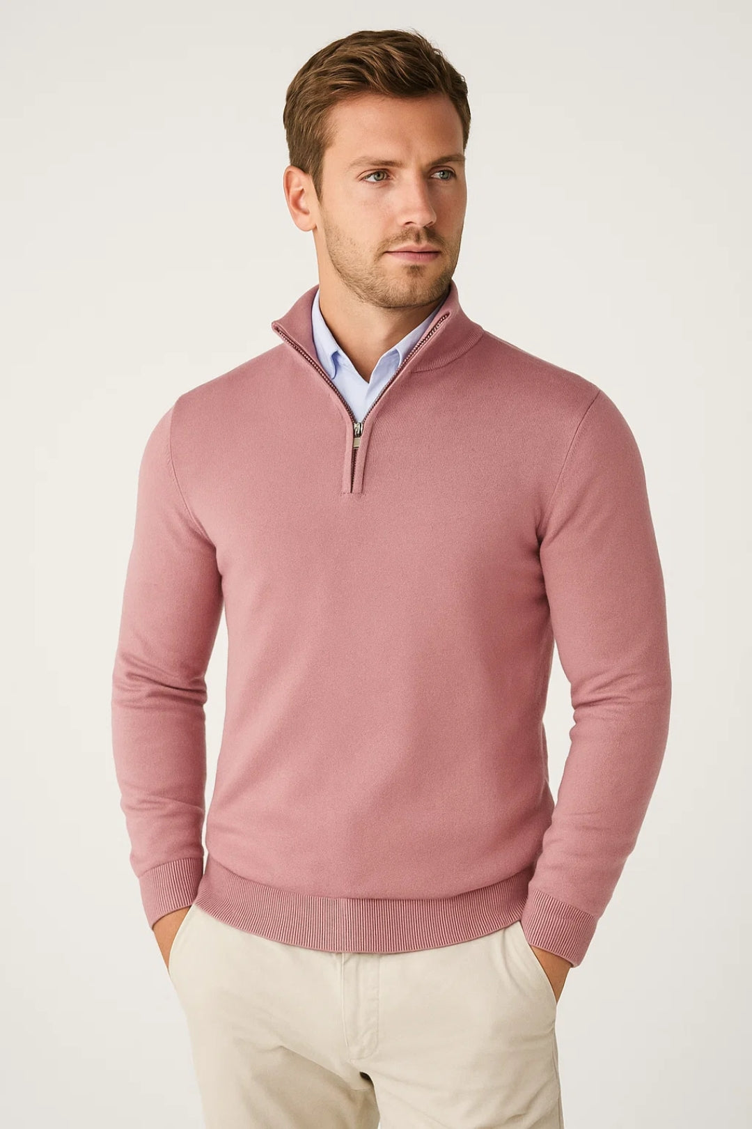 Men's Half-Zip Stand Collar Knit Pullover
