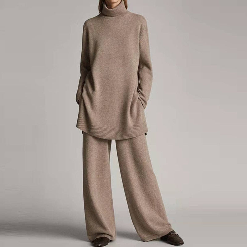 Women's Turtleneck Wide-Leg Lounge Set