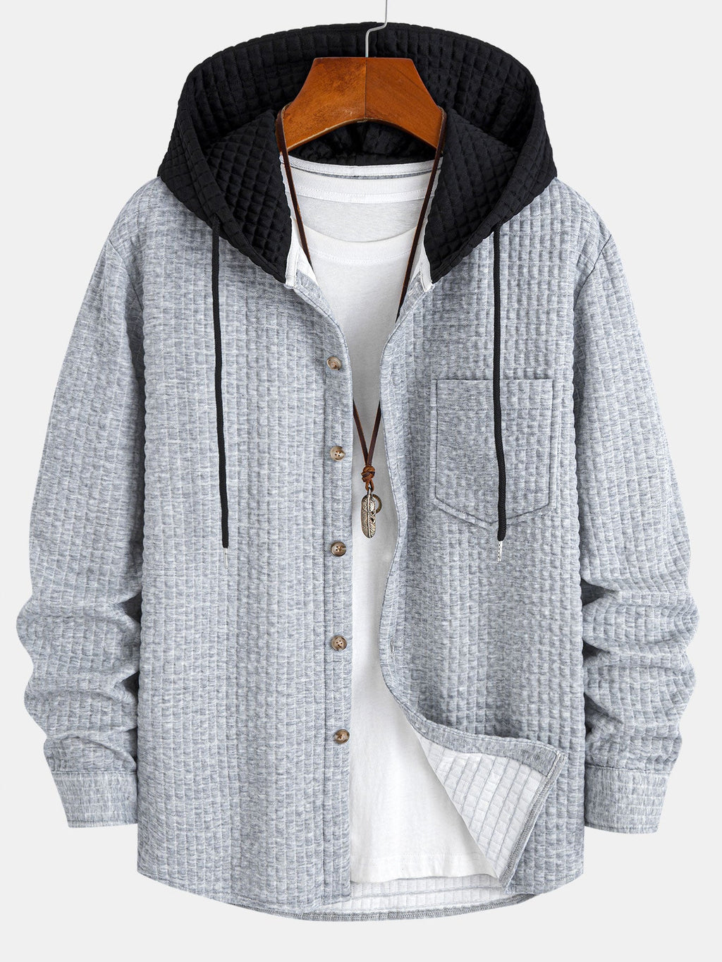 Men's Waffle Hooded Shirt and Jogger Set