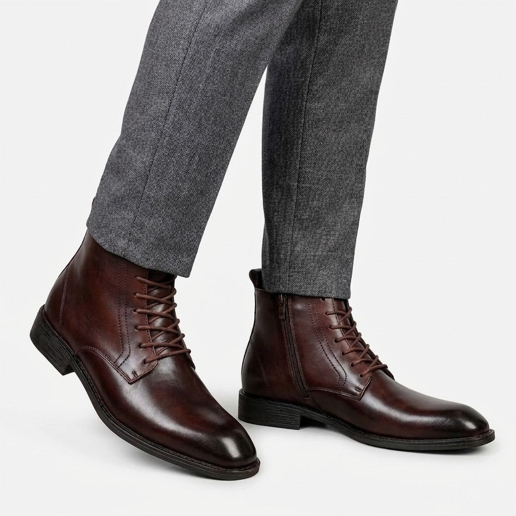 Men's Heritage Leather Ankle Boots - Dark Brown