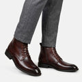 Men's Heritage Leather Ankle Boots - Dark Brown