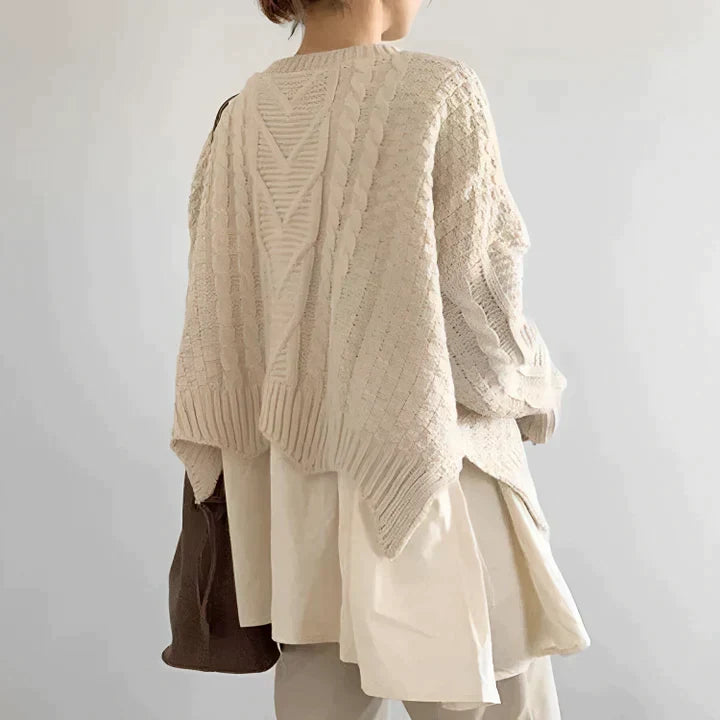 Women's Round Neck Knit Sweater for Fall and Winter