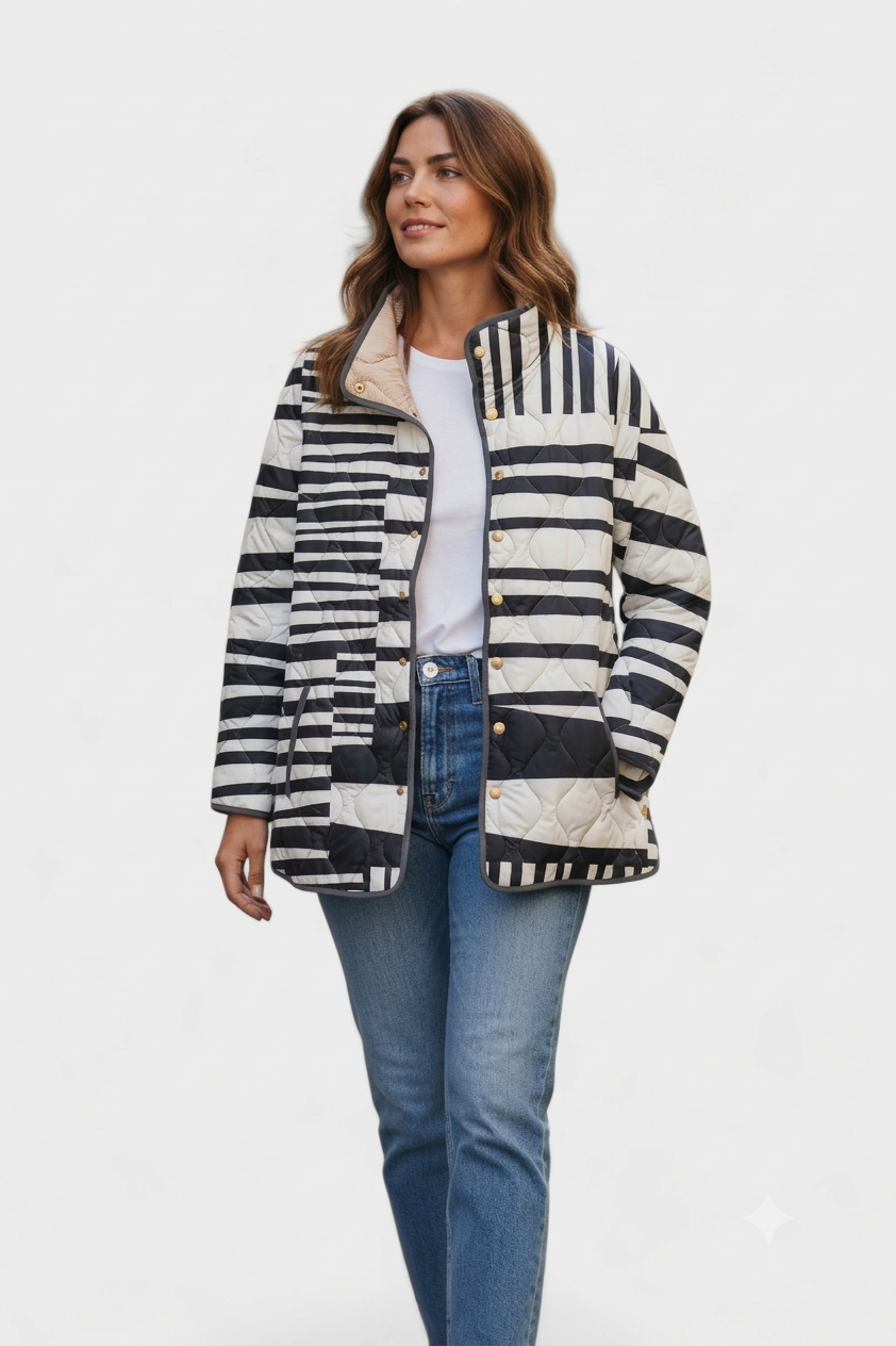 Women's Striped Quilted Puffer Jacket