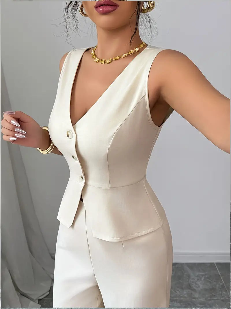 Women's Vest and Wide Leg Pants Set