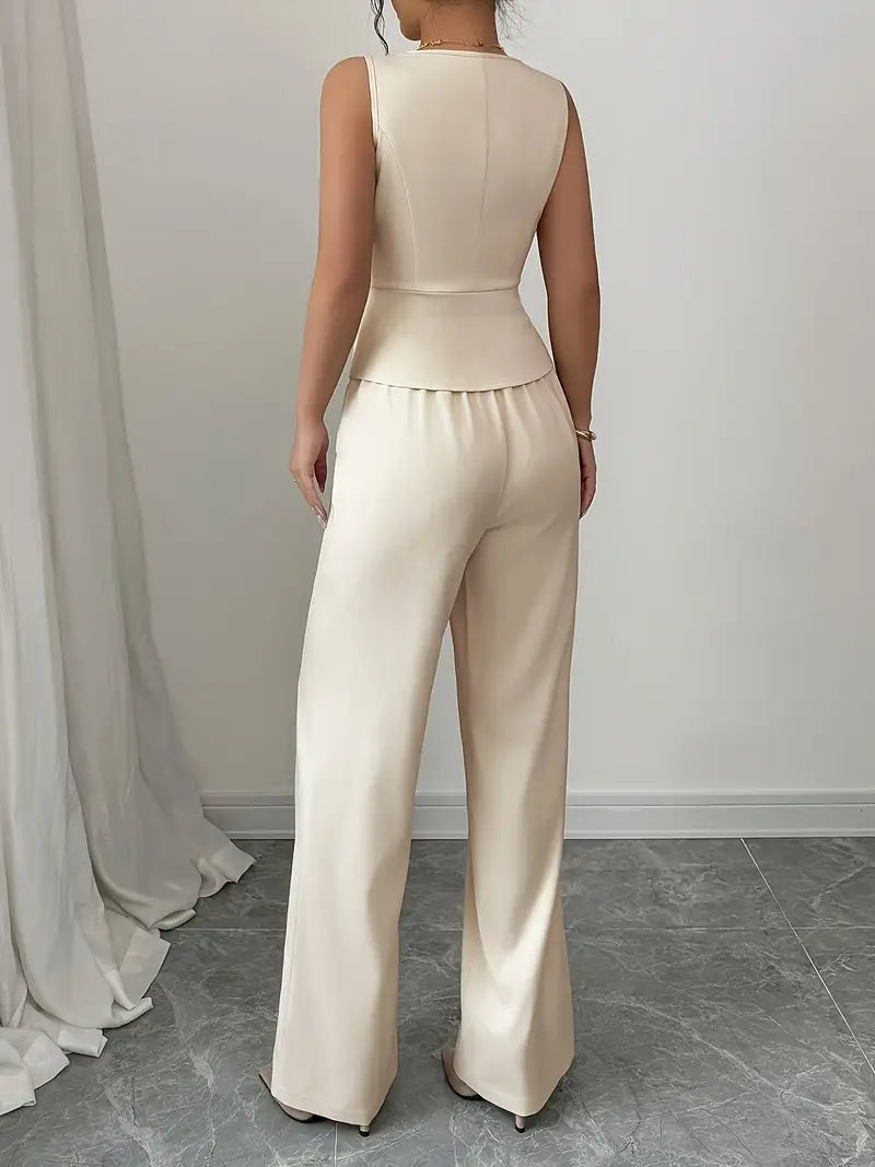 Women's Vest and Wide Leg Pants Set