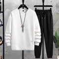 Men's Crew Neck Tracksuit Set - White/Black