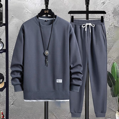 Men's Crew Neck Tracksuit Set - Gray