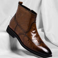 Men's Italian Leather Brogue Boots - Brown
