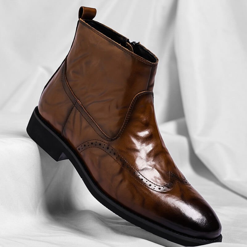 Men's Italian Leather Brogue Boots