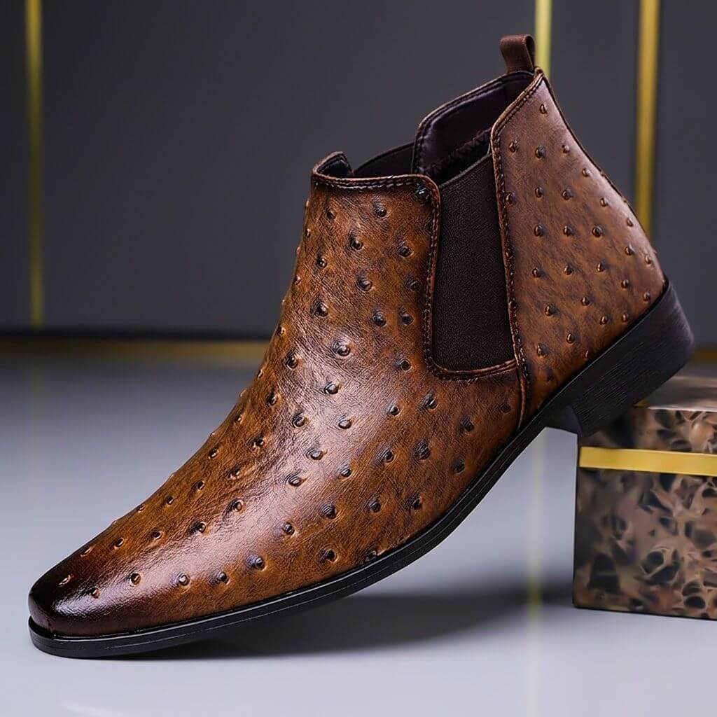 Men's Embossed Leather Chelsea Boots