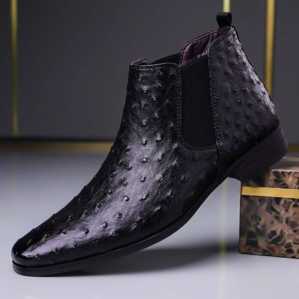 Men's Embossed Leather Chelsea Boots