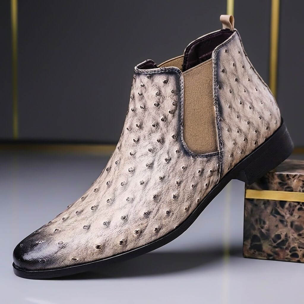 Men's Embossed Leather Chelsea Boots