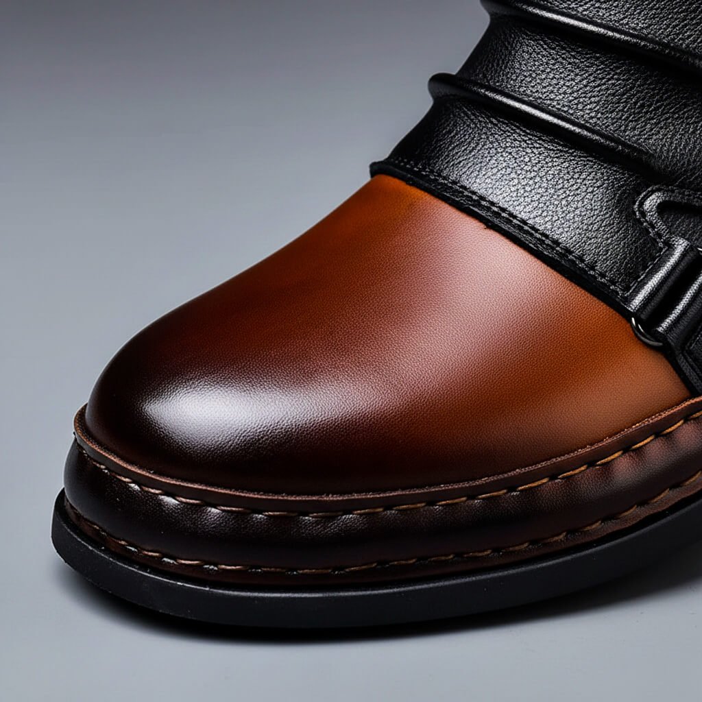 Men's Leather Buckle Ankle Boots