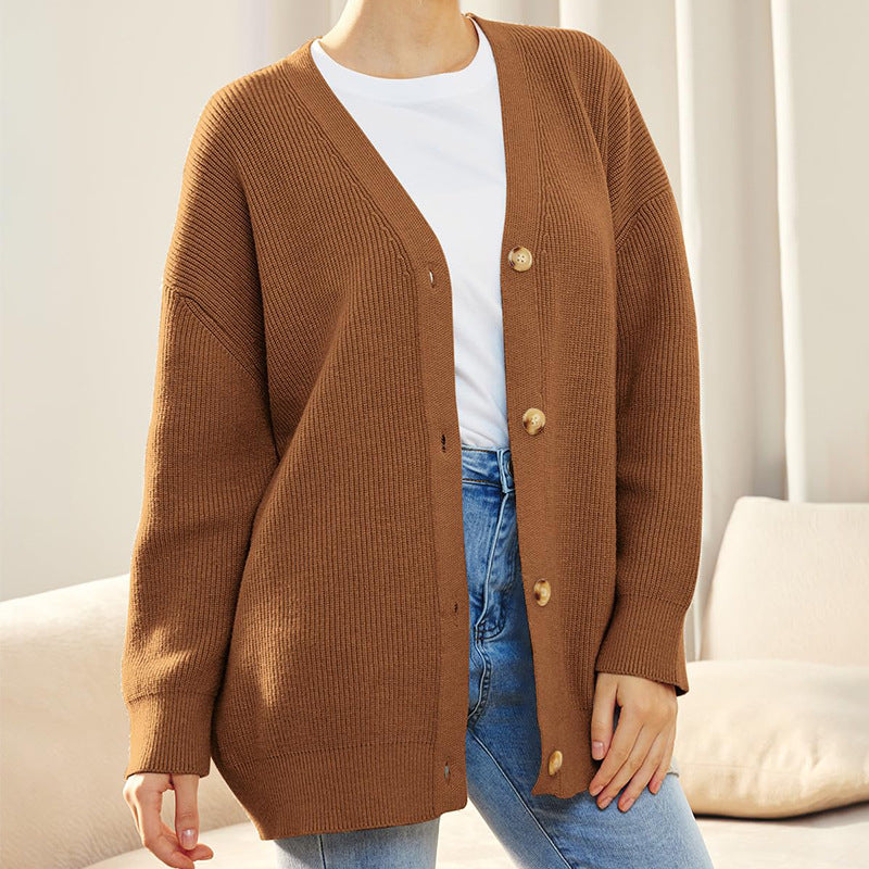 Women's Oversized Knit Cardigan - Brown