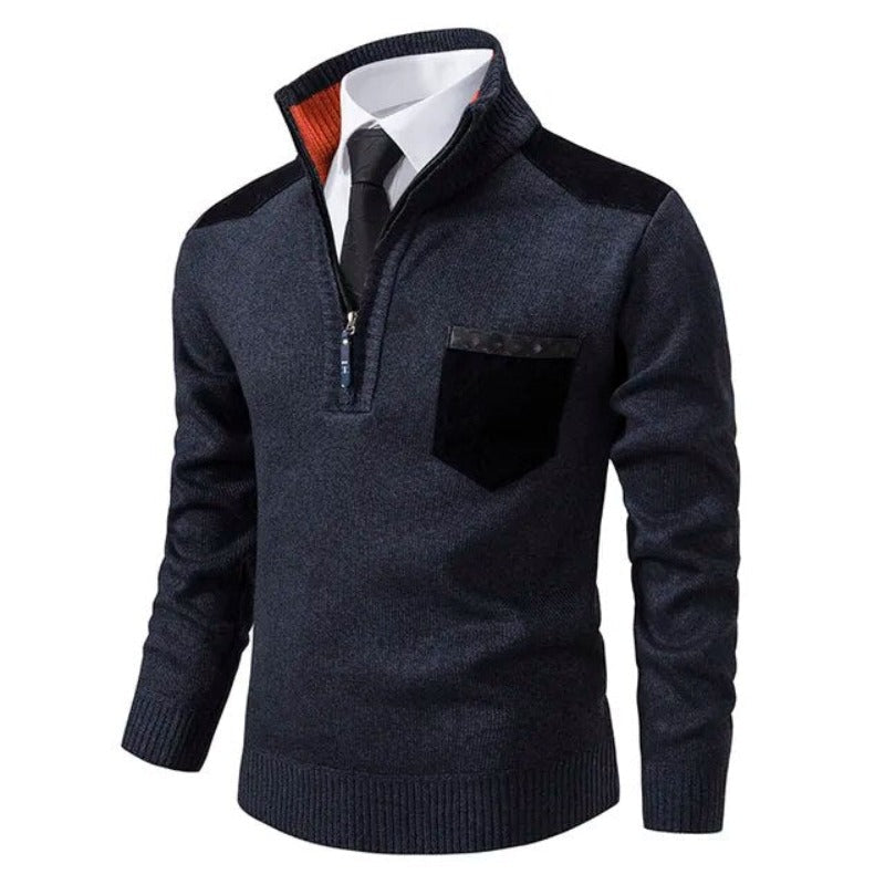 Men's Soft Knit Quarter-Zip Sweater with Chest Pocket