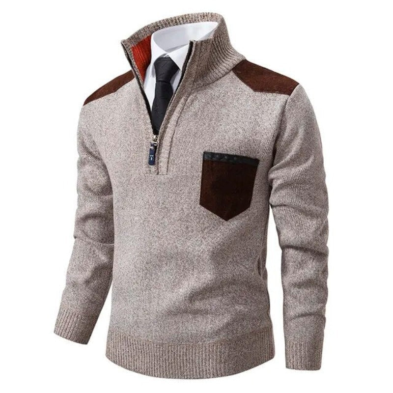 Men's Soft Knit Quarter-Zip Sweater with Chest Pocket