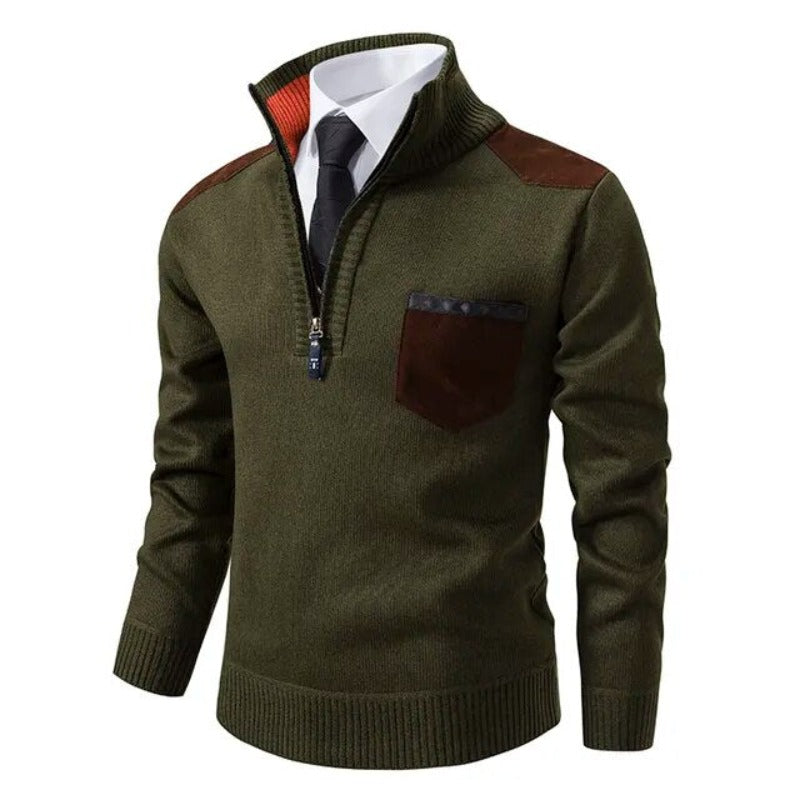 Men's Soft Knit Quarter-Zip Sweater with Chest Pocket