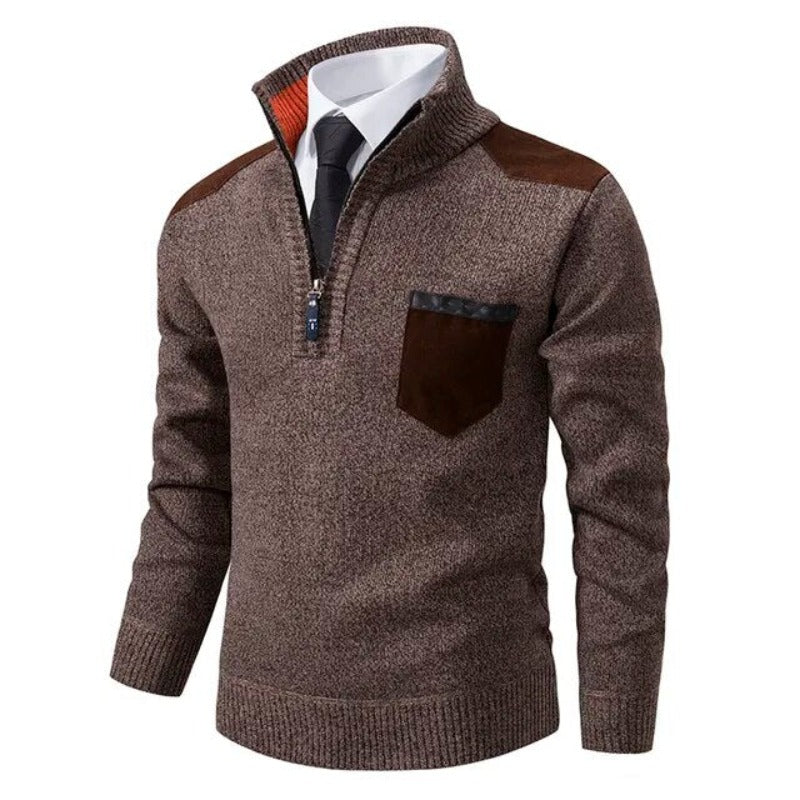 Men's Soft Knit Quarter-Zip Sweater with Chest Pocket