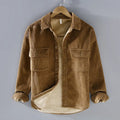 Men's Corduroy Button-Up Overshirt Jacket - Khaki