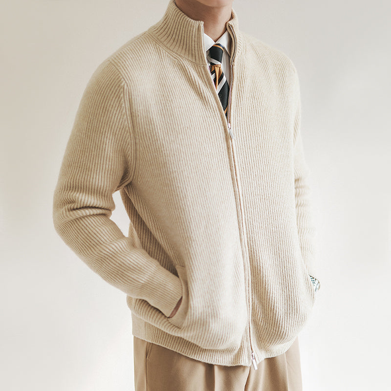 Men's Ribbed Full Zip Cardigan