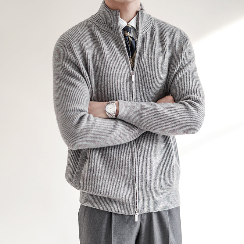 Men's Ribbed Full Zip Cardigan - Gray