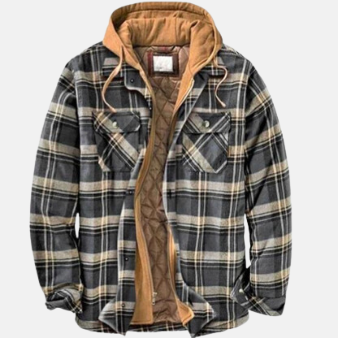 Men's Quilted Hooded Overshirt Jacket - Gray