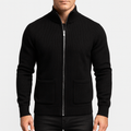 Men's Lightweight Cotton Zip Cardigan with Front Pockets - Black