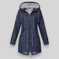 Women’s Hooded Zip-Up Parka Coat - Navy Blue