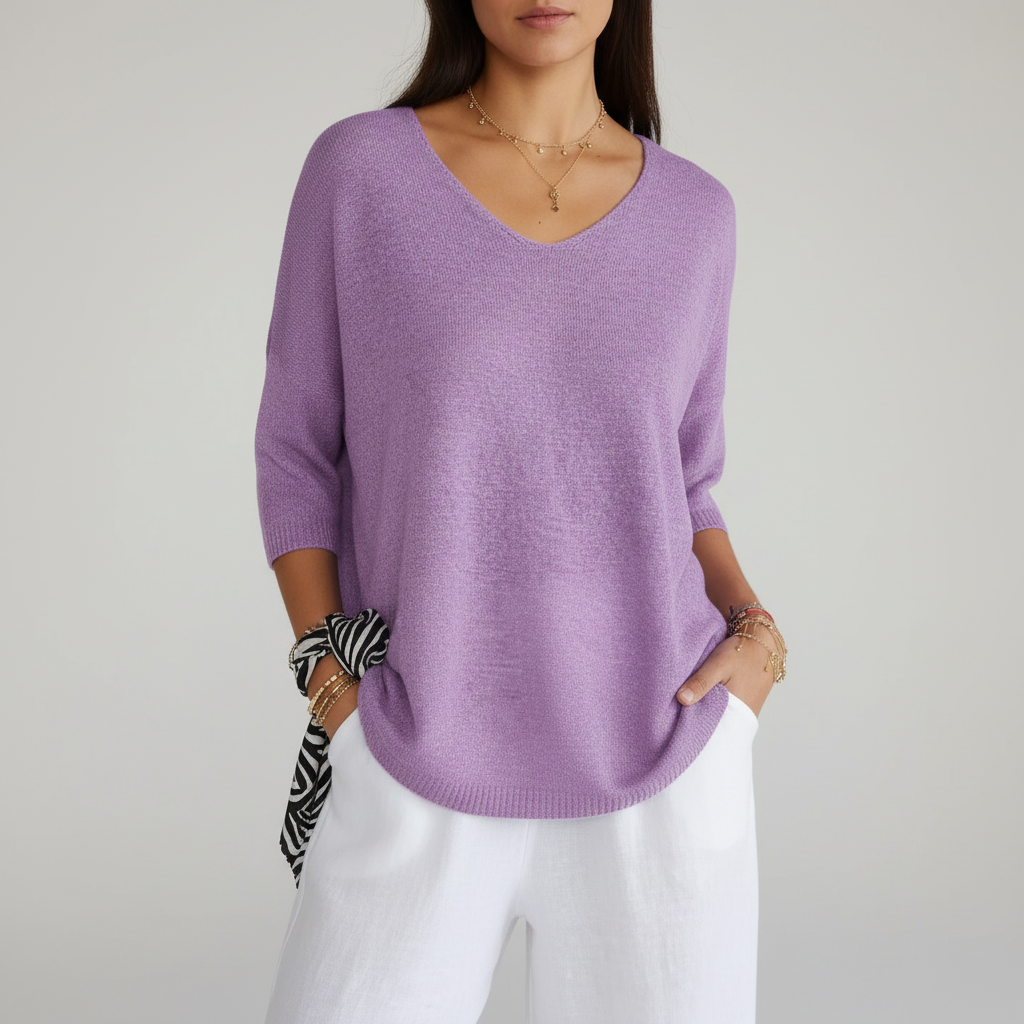Women's Lightweight V-Neck Knit Top