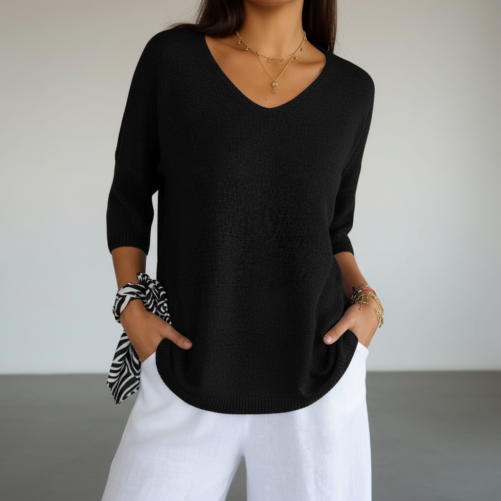 Women's Lightweight V-Neck Knit Top