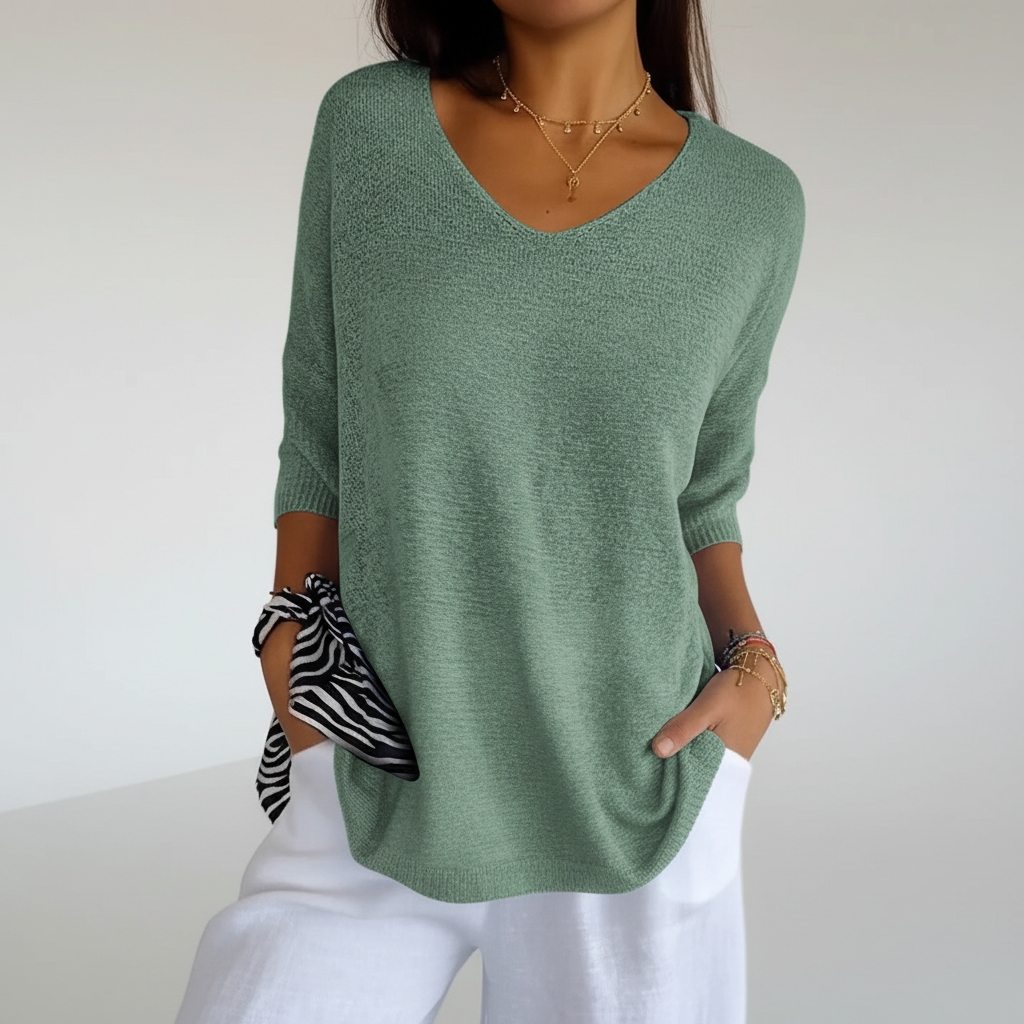 Women's Lightweight V-Neck Knit Top