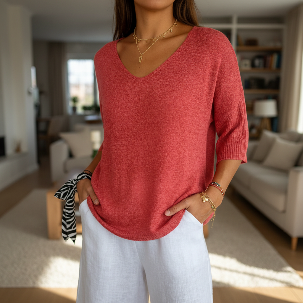 Women's Lightweight V-Neck Knit Top