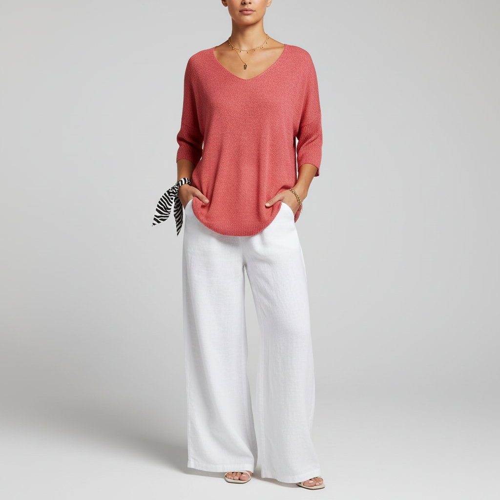 Women's Lightweight V-Neck Knit Top