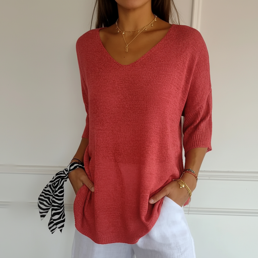 Women's Lightweight V-Neck Knit Top