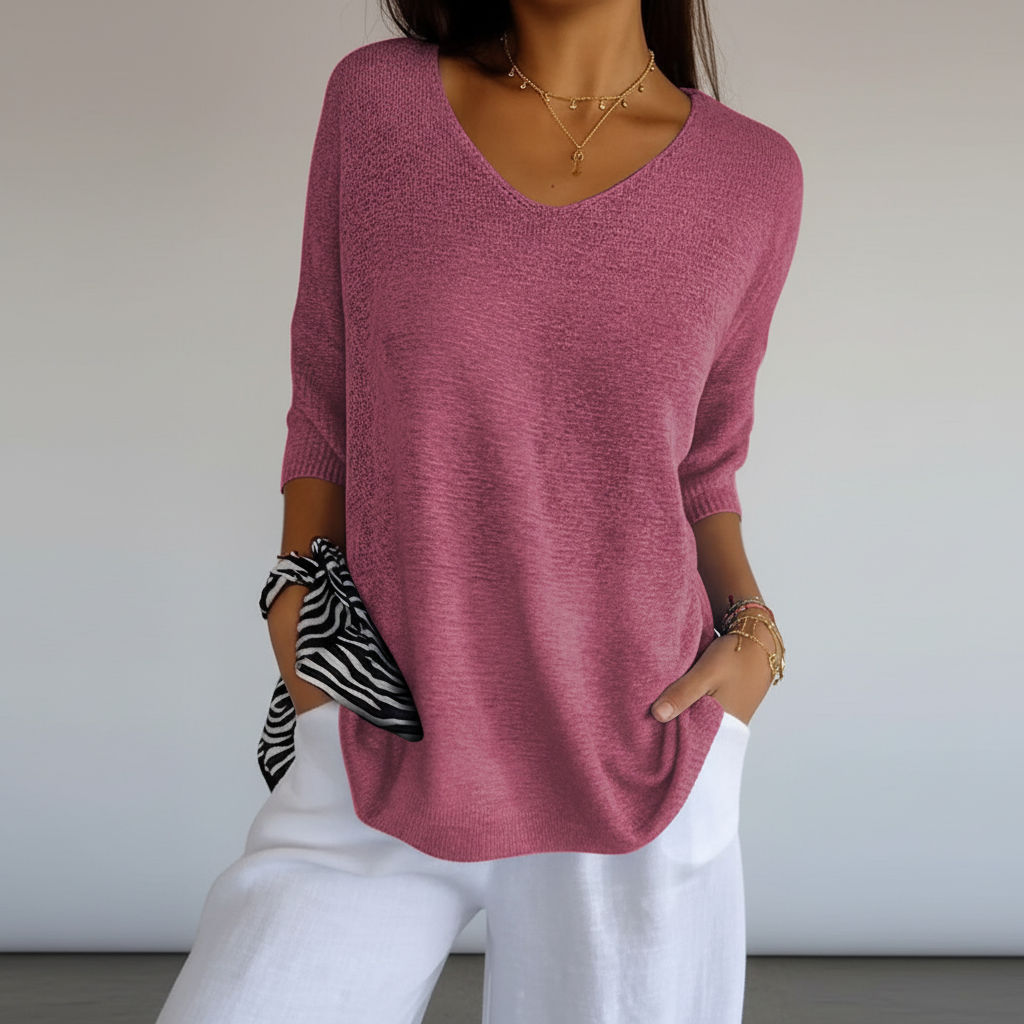 Women's Lightweight V-Neck Knit Top
