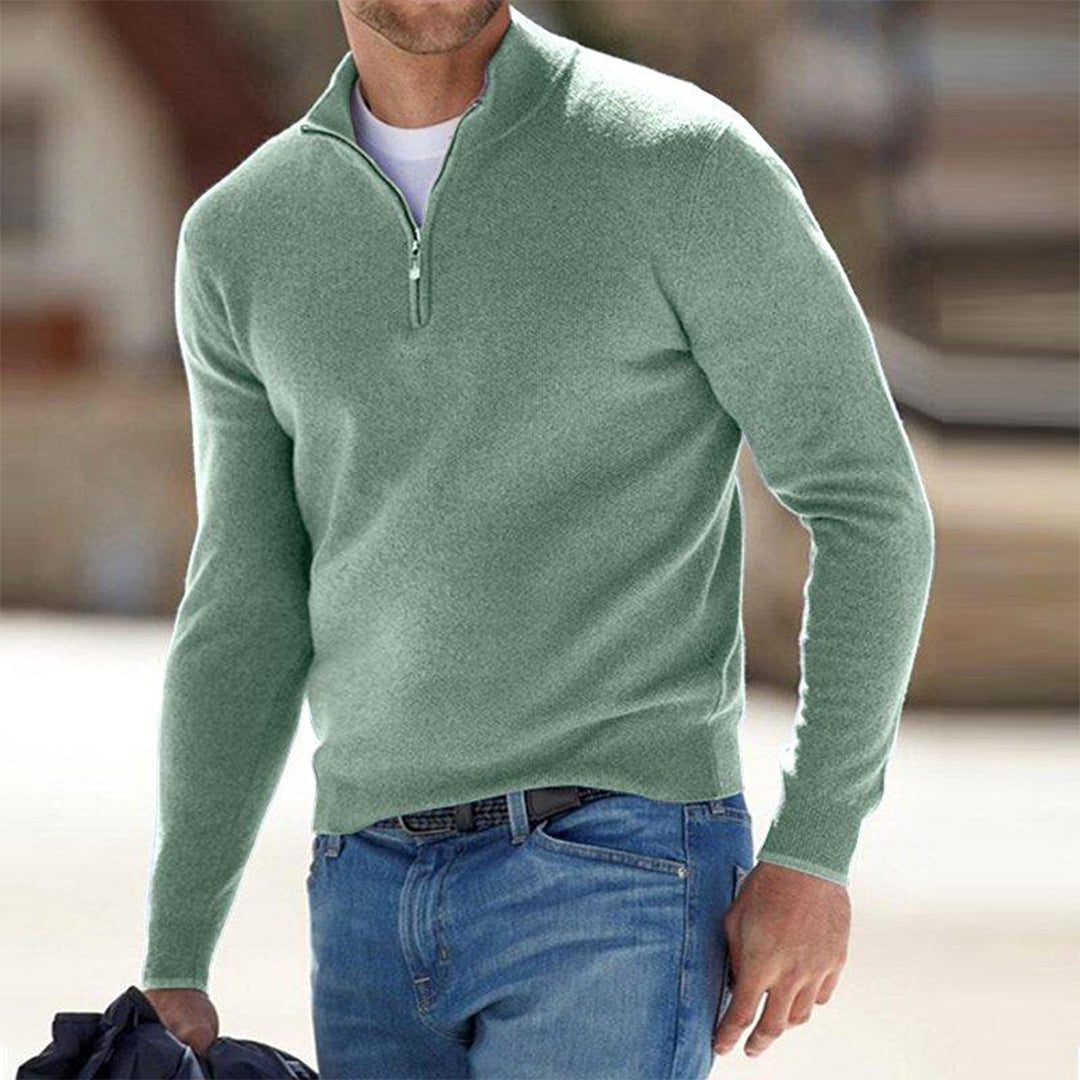 Men's Lightweight Quarter-Zip Sweater with Raised Collar
