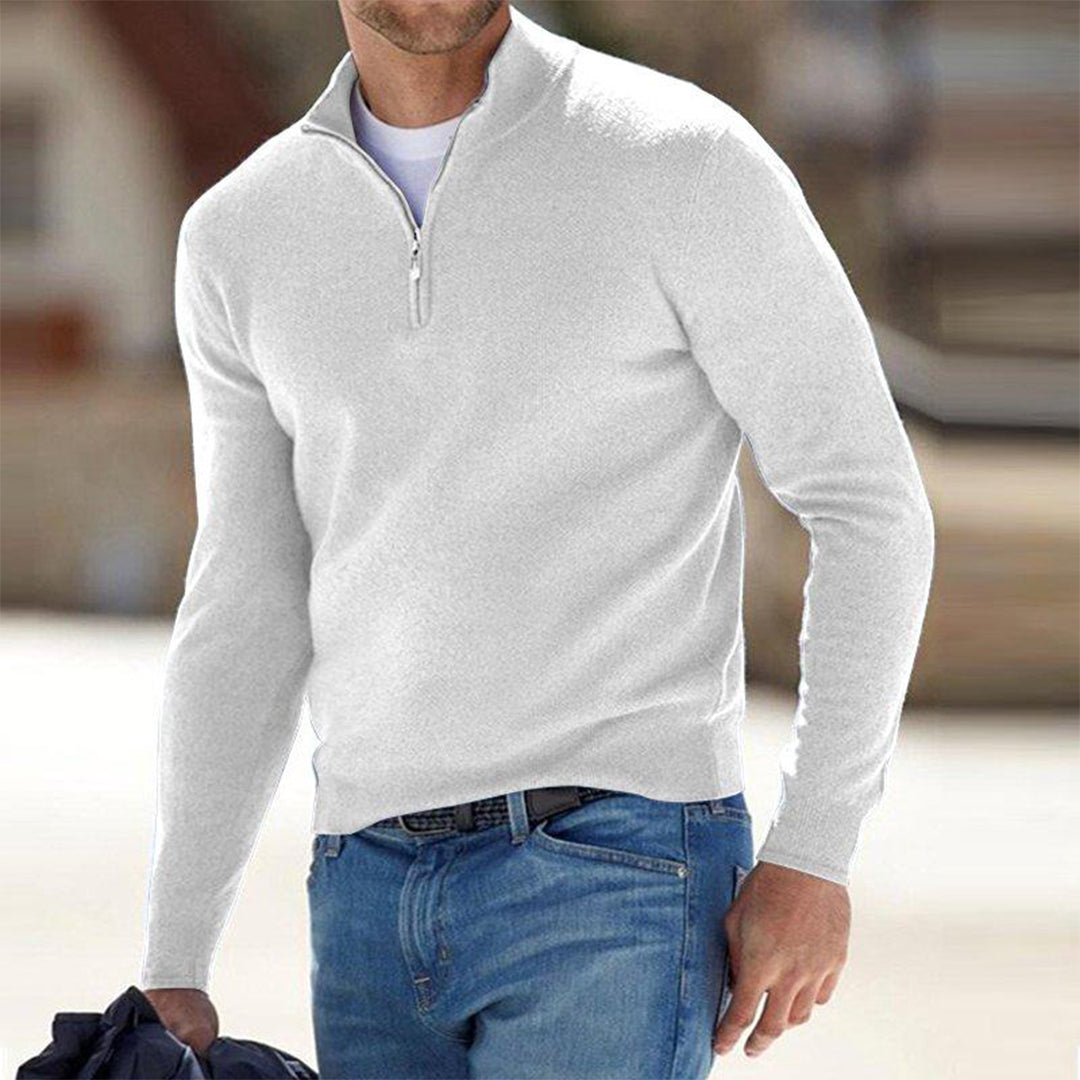 Men's Lightweight Quarter-Zip Sweater with Raised Collar