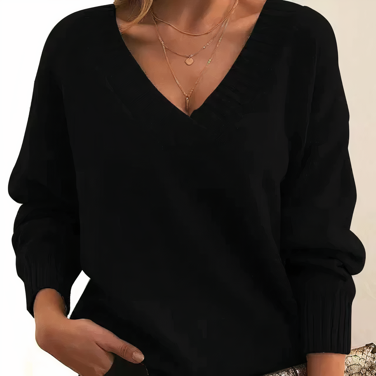 Women's Deep V-Neck Knit Pullover