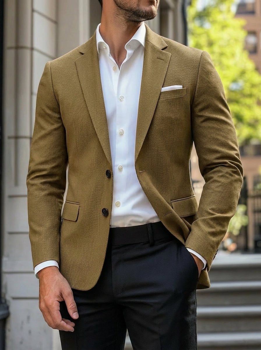 Men's Casual Standard Fit Single-Breasted Jacket - Brown