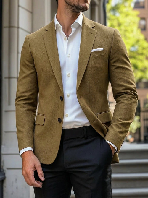 Men's Casual Standard Fit Single-Breasted Jacket - Brown
