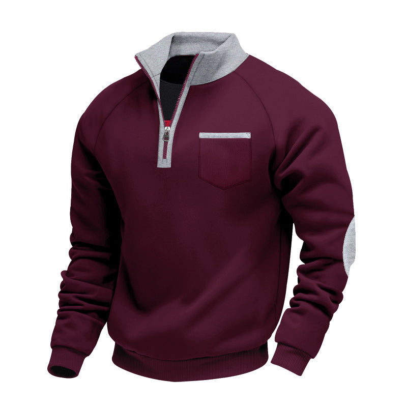 Men's Stand Collar Quarter Zip Sweatshirt