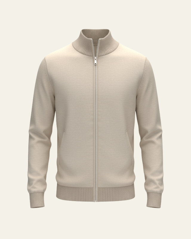 Men's Full-Zip Ribbed Trim Knit Cardigan