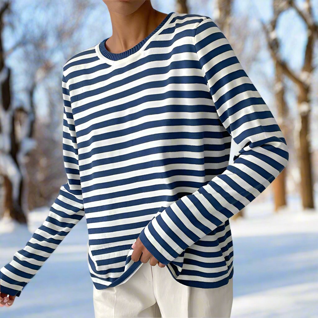 Women's Printed Long Sleeve Top Relaxed Everyday Layer for Cooler Days
